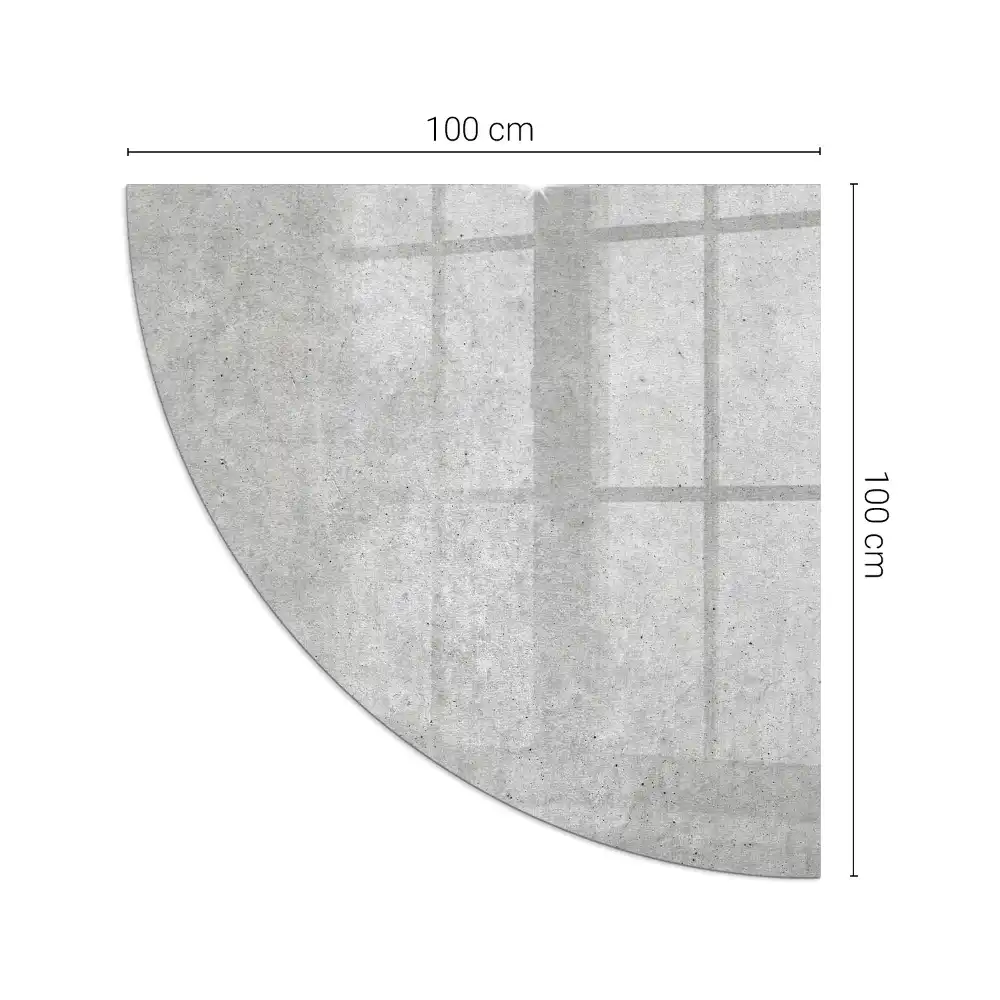Plaque de sol quart de cercle pour poêle à bois aspect béton brut