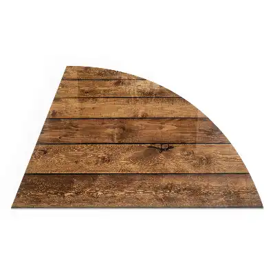 Plaque de sol en verre quart de cercle pour poêle à bois avec effet grain de bois