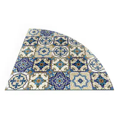 Plaque de protection en verre pour le devant de cheminée quart de cercle avec motif mosaïque à fleurs