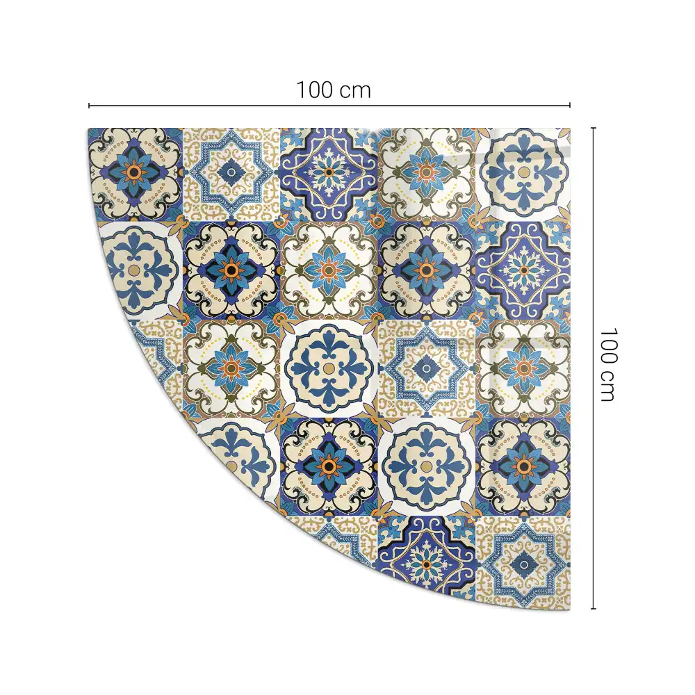 Plaque de protection en verre pour le devant de cheminée quart de cercle avec motif mosaïque à fleurs