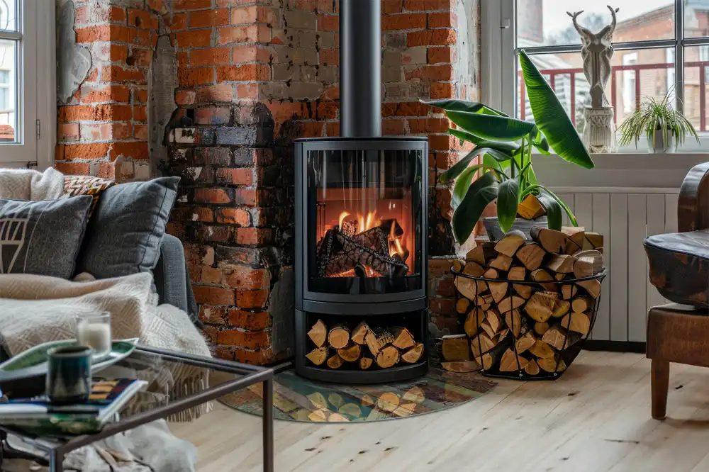 Plaque de sol quart de cercle pour poêle à bois disponible en plusieurs coloris