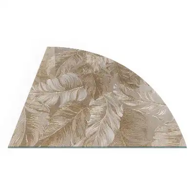 Plaque de sol en verre quart de cercle pour poêle à bois d'angle à motifs feuilles