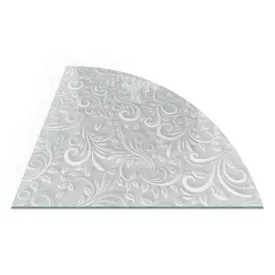 Plaque de sol en verre quart de cercle motif végétal pour poêle