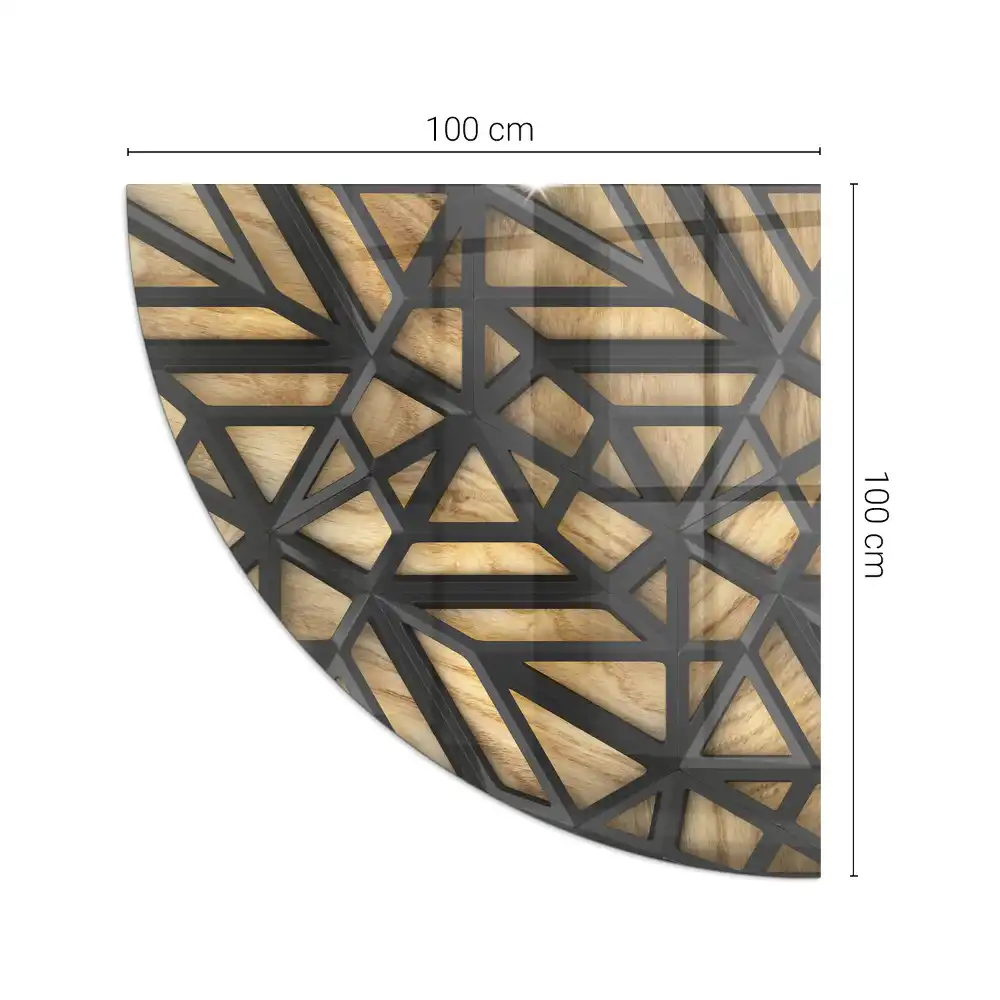 Plaque de sol en verre quart de cercle pour poêle effet bois