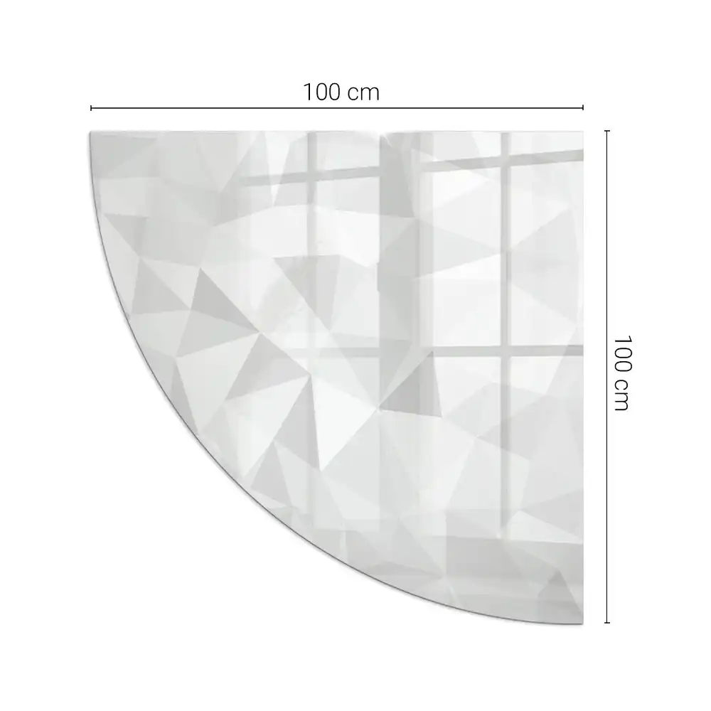 Plaque de sol en verre quart de cercle motif géométrique abstrait pour poêle