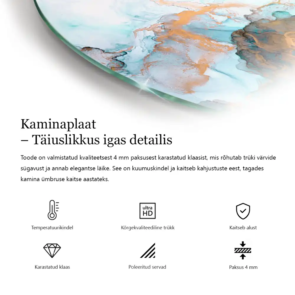 Plaque de protection en verre pour cheminée quart de cercle avec planche de bois endommagée
