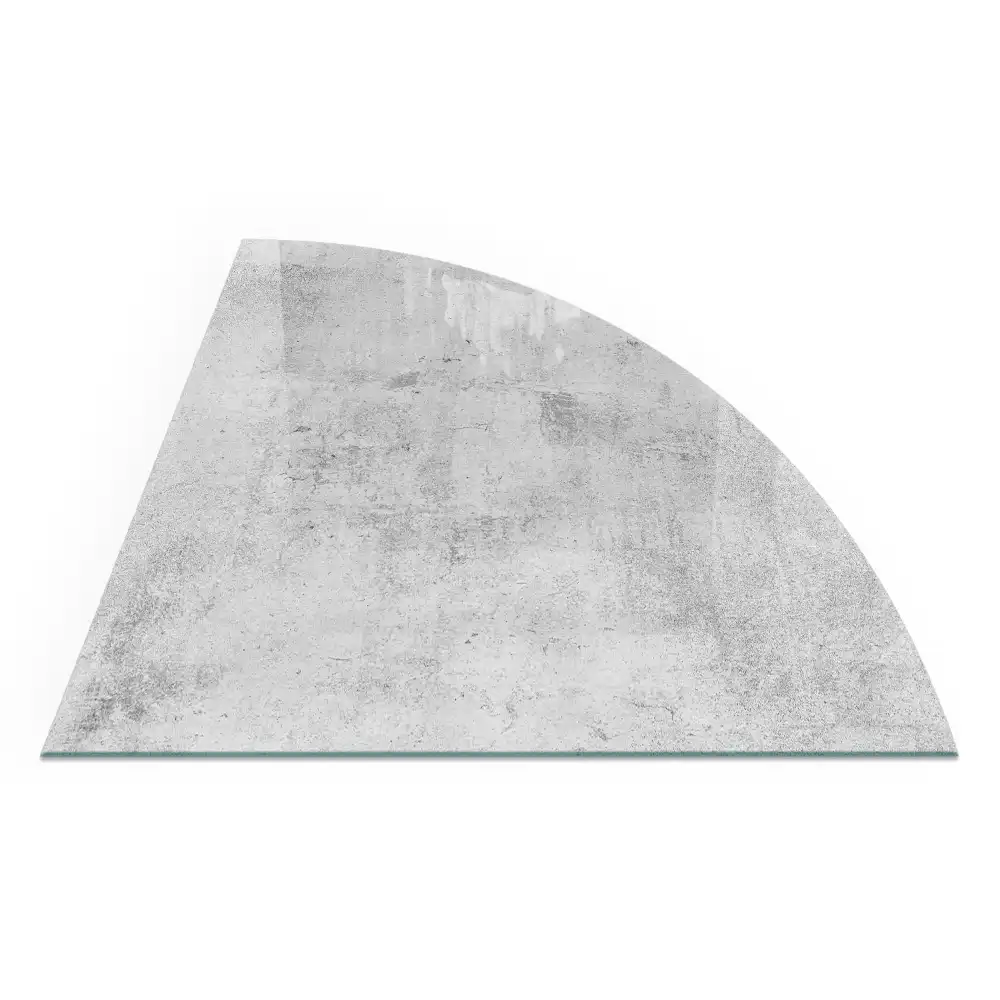 Plaque de sol pour poêle quart de cercle en verre effet béton brut