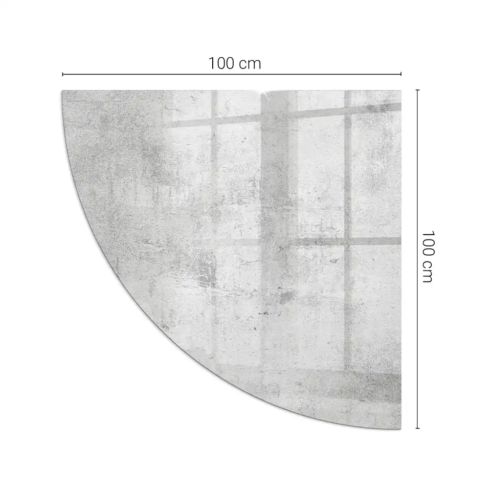 Plaque de sol pour poêle quart de cercle en verre effet béton brut