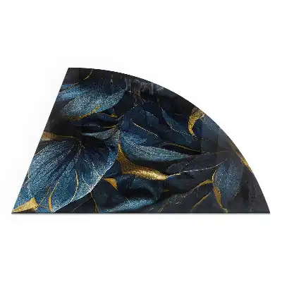Plaque de protection en verre trempé pour cheminée quart de cercle avec motif feuilles élégantes