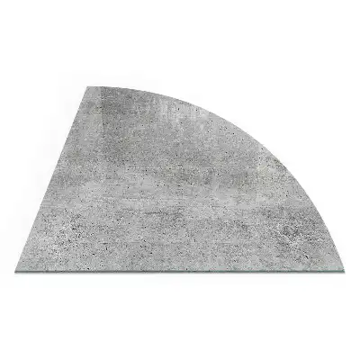Plaque de sol quart de cercle en verre pour poêle à bois effet béton brut