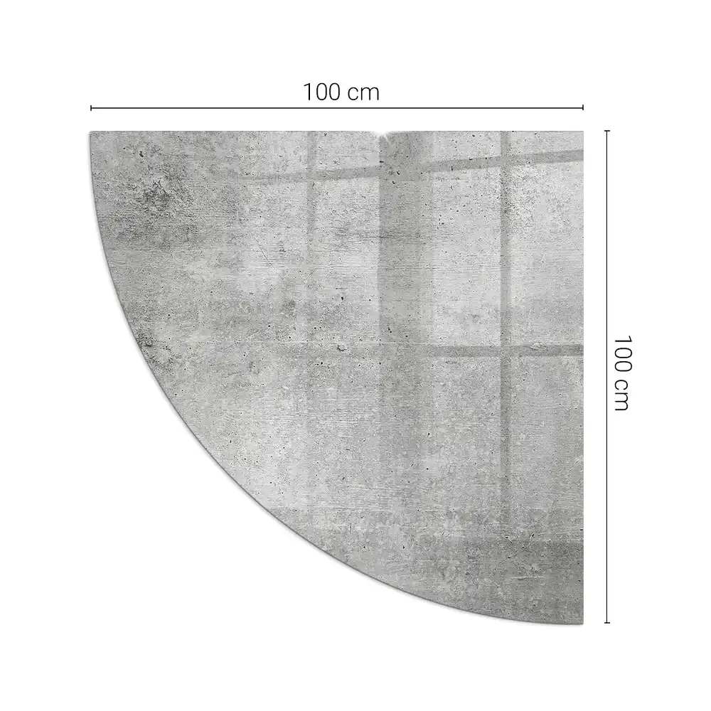 Plaque de sol quart de cercle en verre pour poêle à bois effet béton brut