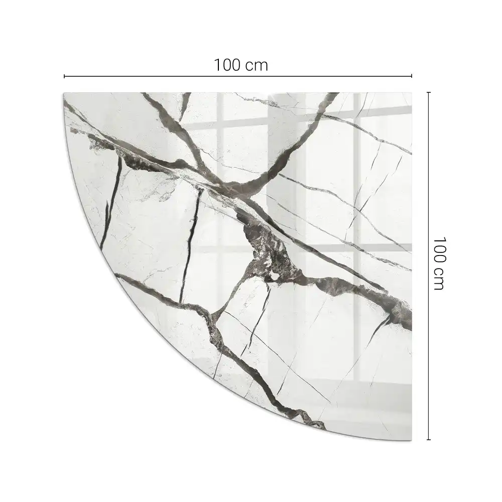 Plaque de protection sol pour poêle à bois quart de cercle motif veines de marbre