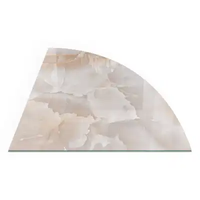 Plaque de protection en verre pour cheminée quart de cercle motif pierre naturelle