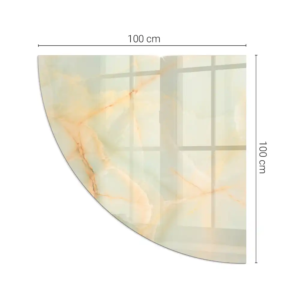 Plaque de sol quart de cercle pour poêle à bois motif marbre abstrait
