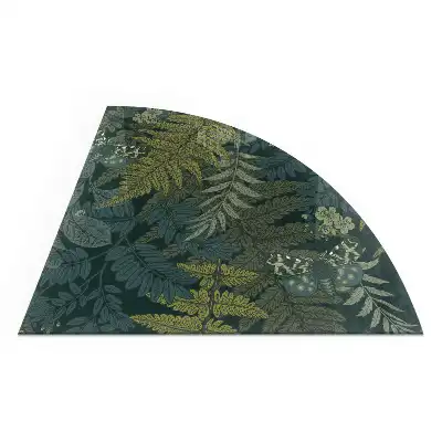 Plaque de protection en verre quart de cercle pour poêle à bois avec motifs végétaux et papillons