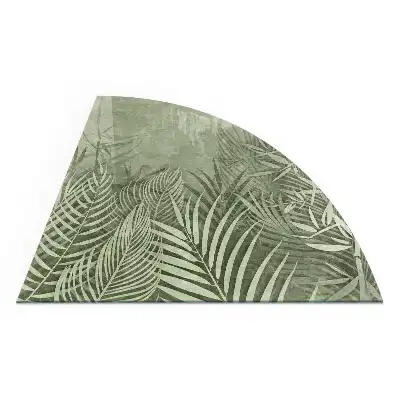 Plaque de sol en verre pour poêle forme quart de cercle avec motif feuilles tropicales