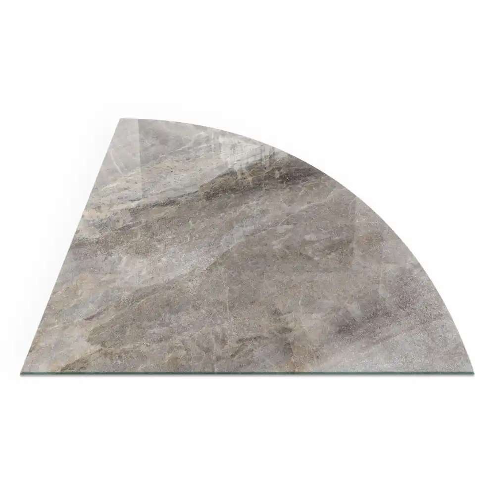 Plaque de sol pour poêle à bois quart de cercle motif pierre naturelle
