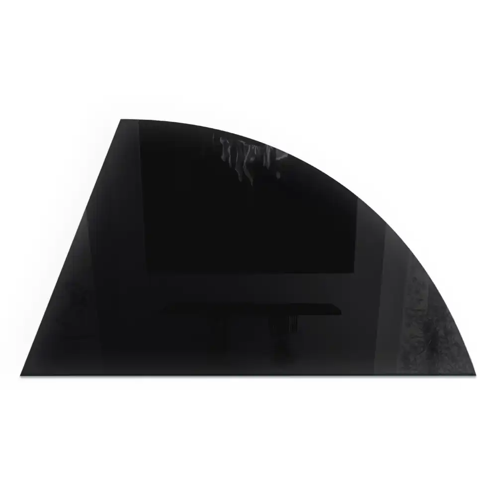 Plaque de sol en verre quart de cercle noire pour poêle