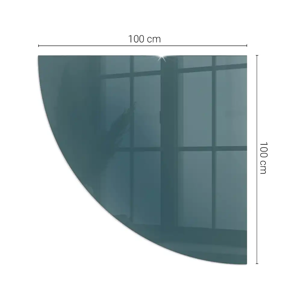 Plaque de protection en verre quart de cercle pour cheminée couleur mer