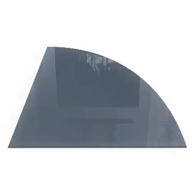 Plaque de protection en verre bleu foncé pour poêle à bois quart de cercle