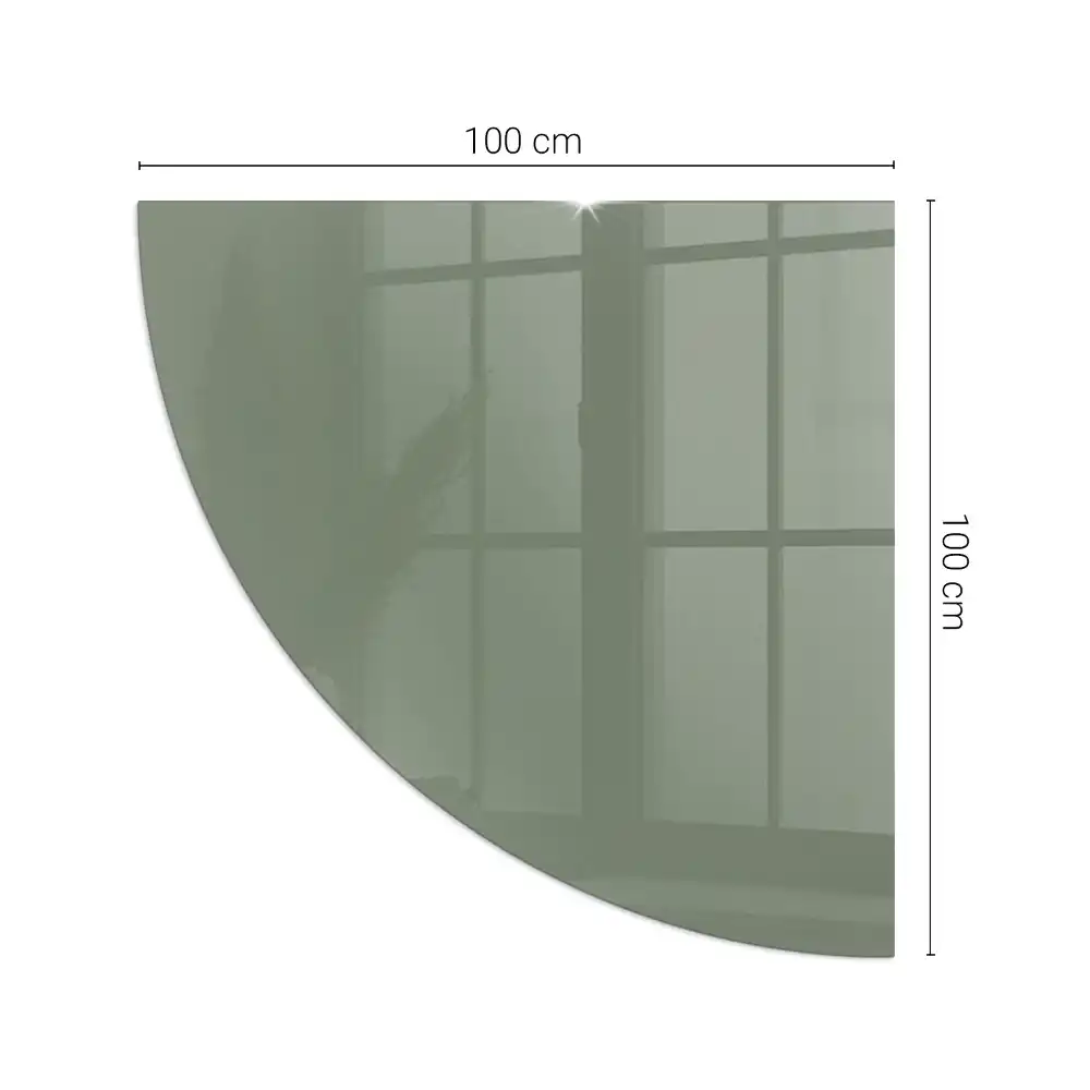 Plaque de sol en verre quart de cercle couleur olive pour poêle