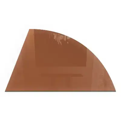 Plaque de protection en verre brun en forme de quart de cercle pour poêle à bois
