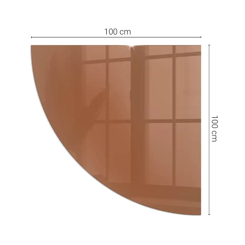 Plaque de protection en verre brun en forme de quart de cercle pour poêle à bois