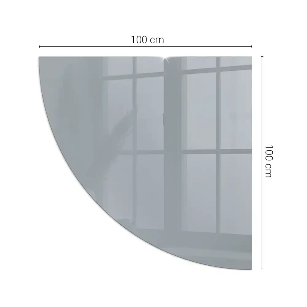 Plaque de sol en verre quart de cercle pour poêle gris