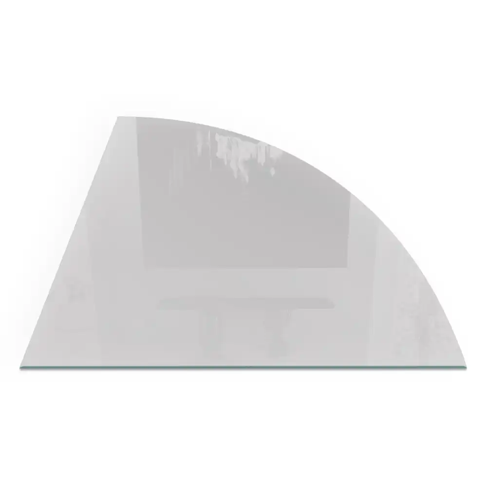 Plaque de protection en verre gris quart de cercle pour poêle à bois