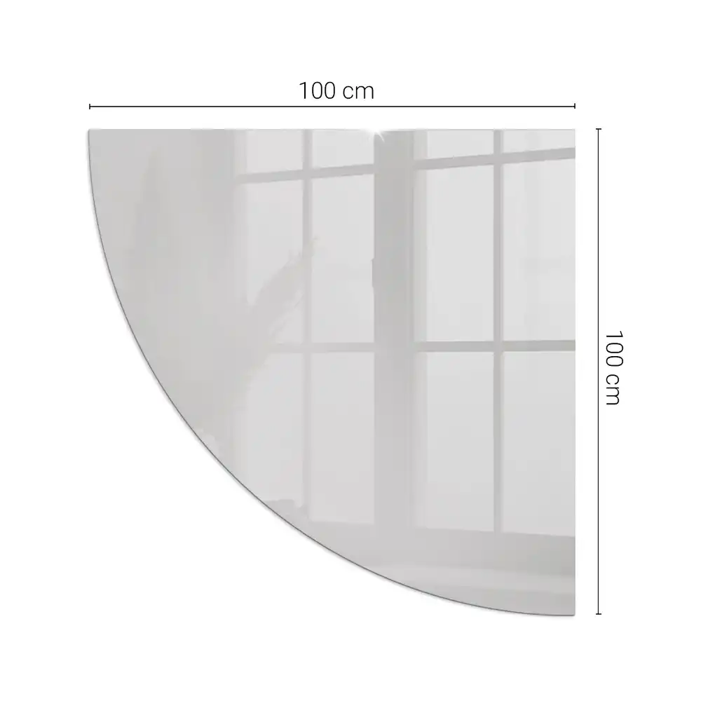 Plaque de protection en verre gris quart de cercle pour poêle à bois
