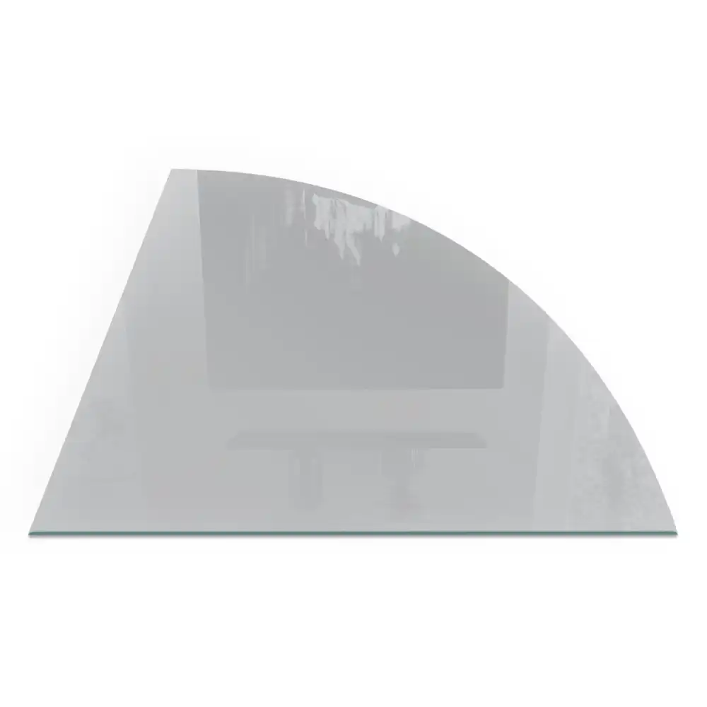 Plaque de sol pour poêle en verre quart de cercle gris clair