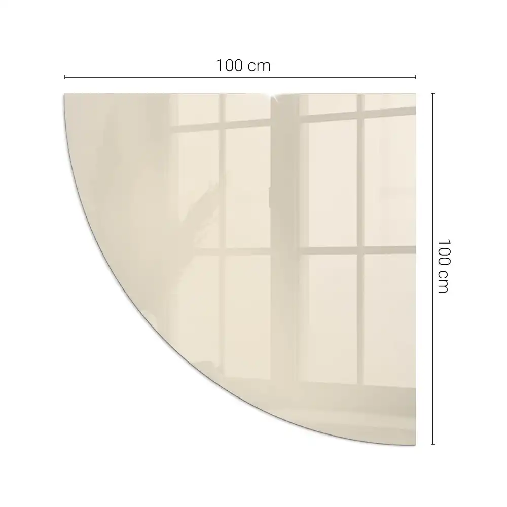 Plaque de protection pour cheminée en verre quart de cercle beige