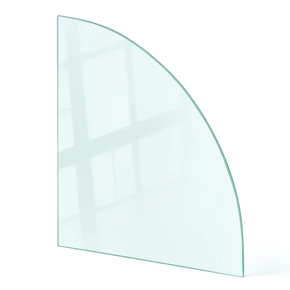 Plaque de protection en verre trempé quart de cercle pour cheminée