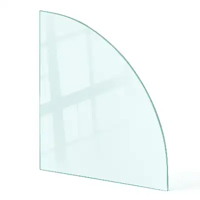 Plaque de protection en verre trempé quart de cercle pour cheminée
