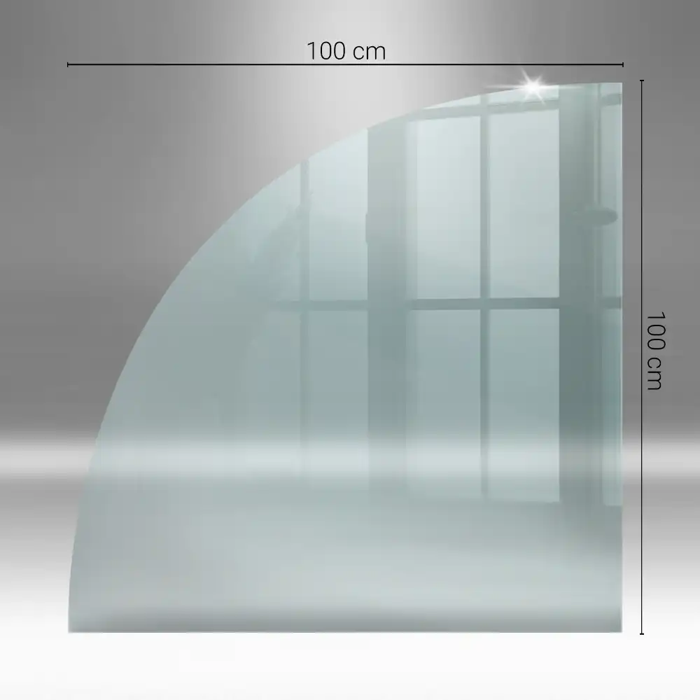 Plaque de protection en verre trempé quart de cercle pour cheminée