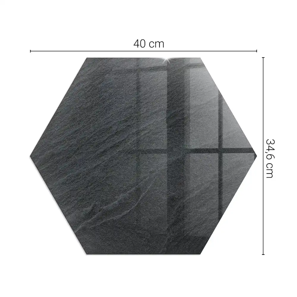 Plaque de sol hexagonale en verre trempé effet pierre naturelle pour poêle