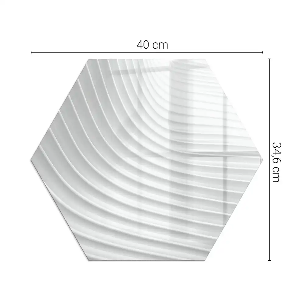 Plaque de sol pour cheminée en verre trempé hexagonal avec motif vagues de lignes délicates