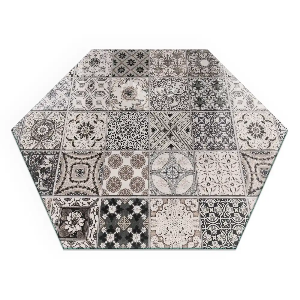 Socle hexagonal pour cheminée à motifs de carreaux décoratifs