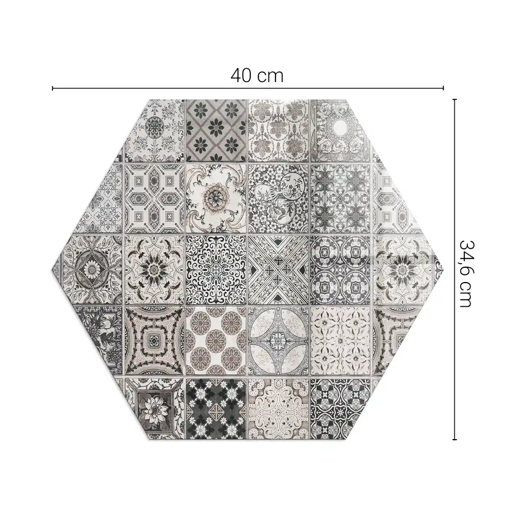 Socle hexagonal pour cheminée à motifs de carreaux décoratifs