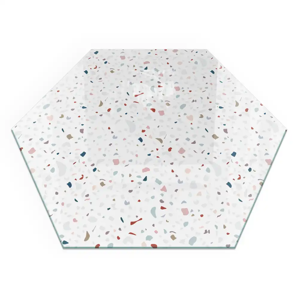 Plaque de sol pour cheminée en verre trempé hexagonal à motif de petites formes