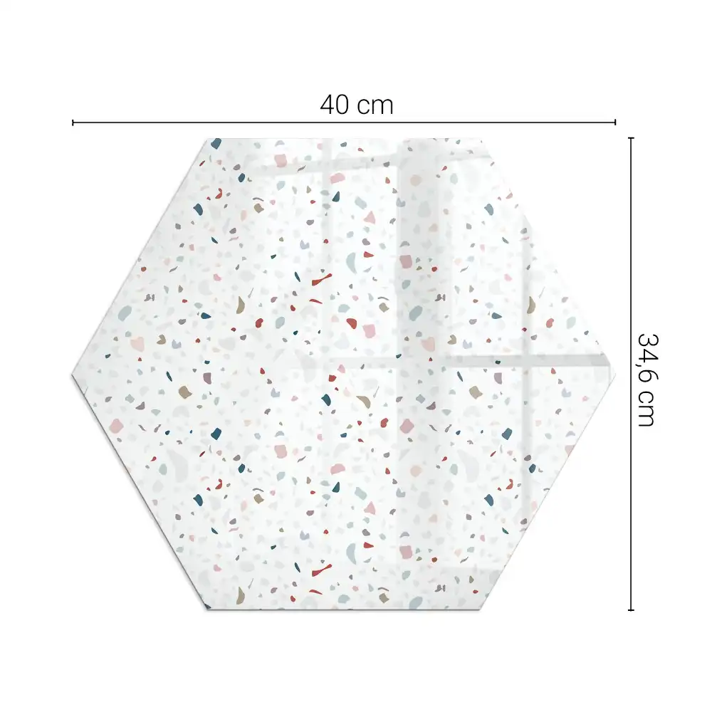 Plaque de sol pour cheminée en verre trempé hexagonal à motif de petites formes
