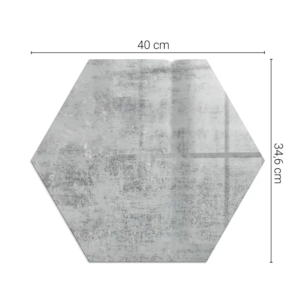 Plaque de sol pour cheminée hexagonale en verre trempé avec motif abstrait