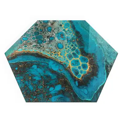 Plaque de protection pour cheminée en verre hexagonal à motif organique abstrait