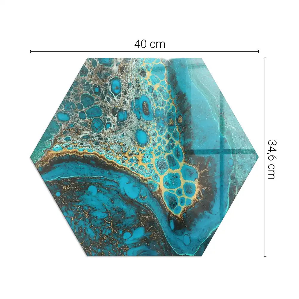 Plaque de protection pour cheminée en verre hexagonal à motif organique abstrait