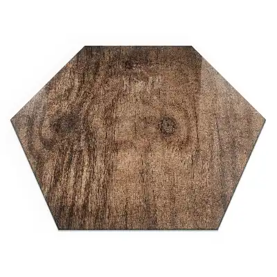 Plaque de protection pour cheminée en verre hexagonal motif bois naturel