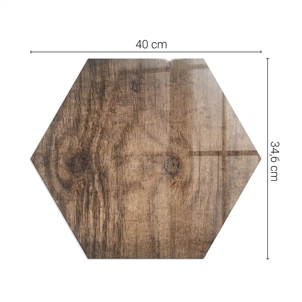 Plaque de protection pour cheminée en verre hexagonal motif bois naturel