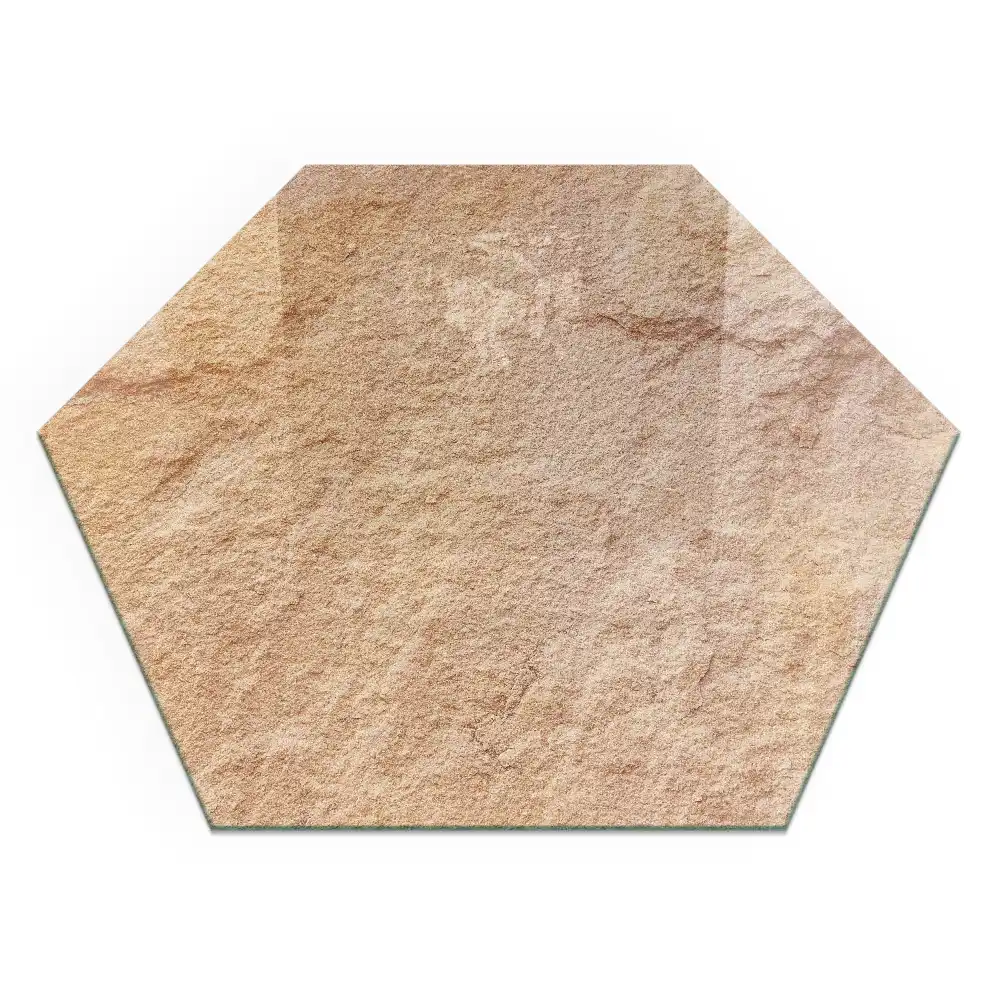 Plaque de sol pour cheminée en verre trempé hexagonal effet pierre naturelle