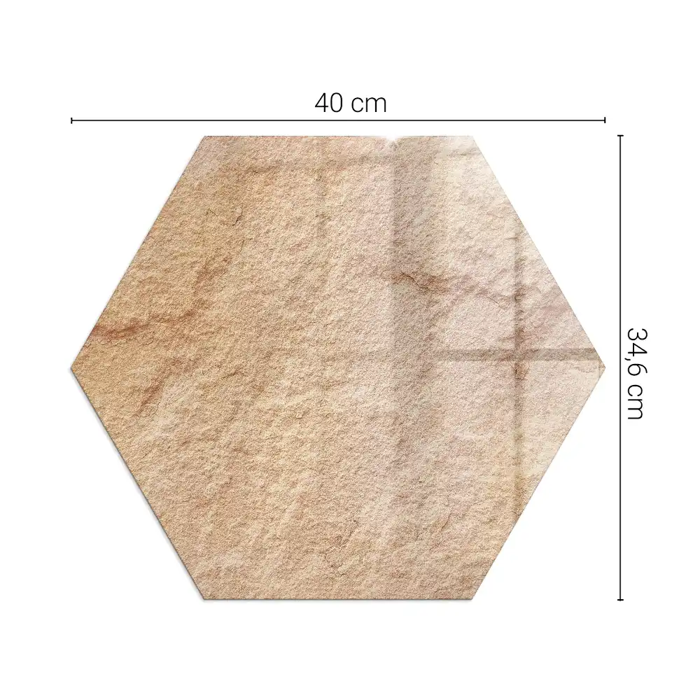 Plaque de sol pour cheminée en verre trempé hexagonal effet pierre naturelle
