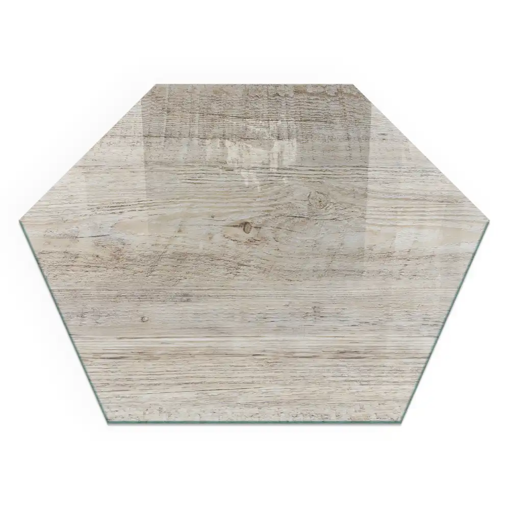 Socle hexagonal pour cheminée en bois clair
