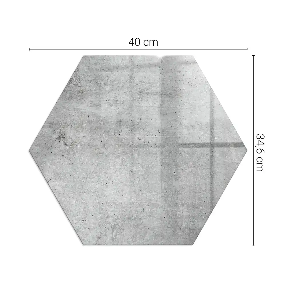 Plaque de sol hexagonale en verre trempé effet béton brut pour poêle